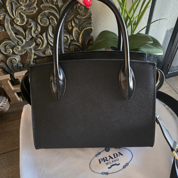 Designer InspiredPrada Milano Black Saffiano Leather Top-Handle Bag - Picture 2 of 6